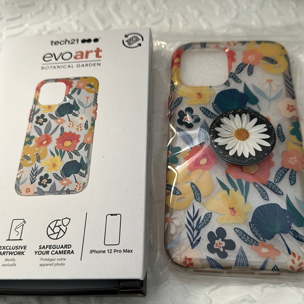 iPhone 12 pro max botanical garden phone cover with pop socket.. very pretty